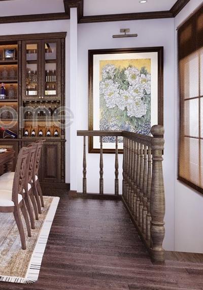  Cầu thang gỗ cổ điển biệt thự TP Pleiku 